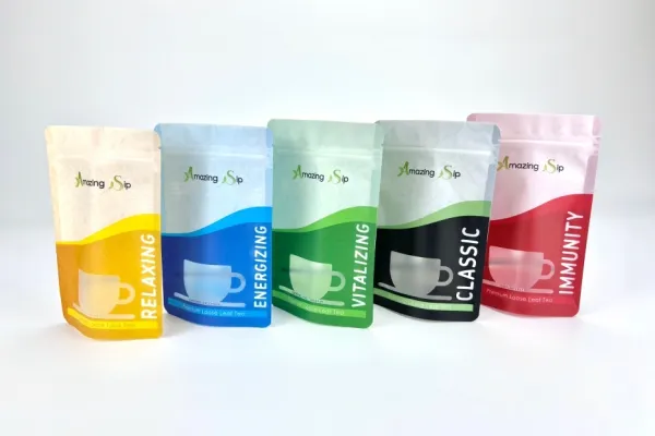 bolsa de té con cremallera y ventana transparente